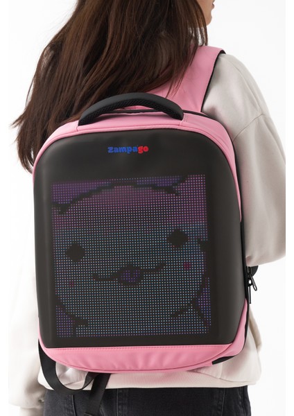 LED Ekranlı Akıllı Sırt Çantası – Sert Kasa, USB Şarj Girişli, Animasyonlu Işıklı Ekran