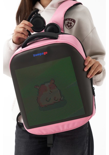 LED Ekranlı Akıllı Sırt Çantası – Sert Kasa, USB Şarj Girişli, Animasyonlu Işıklı Ekran modelleri