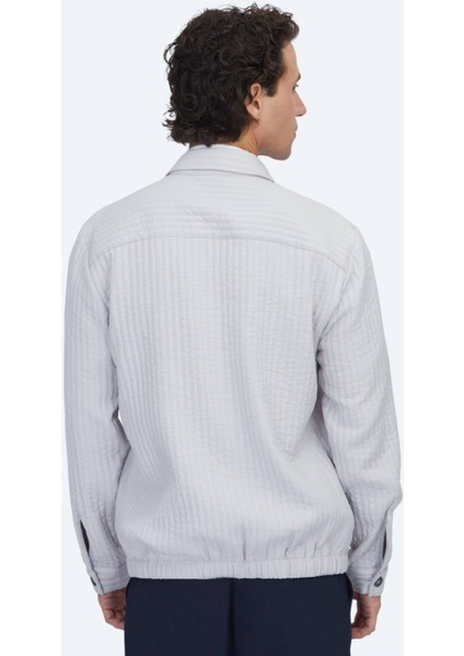 Gri Regular Fit Dokuma Overshırt