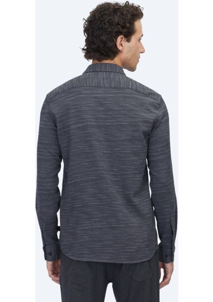 Antrasit Regular Fit Dokuma Casual Pamuk Karışımlı Gömlek
