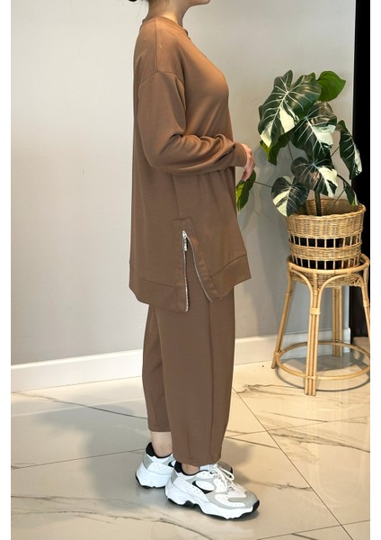 Yanları Fermuar Detay Penye Takım 2034 Latte fiyatları