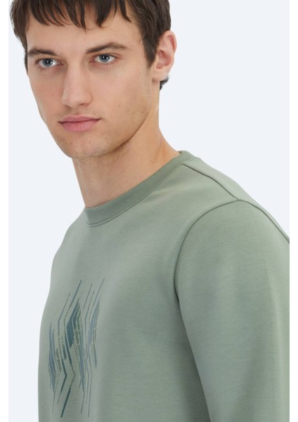 Mint Bisiklet Yaka Desenli Sweatshırt