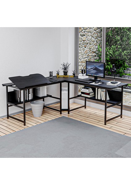 300-S Siyah L Bilgisayar ve Çizim Masası