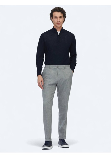 Gri Dokuma Jogging Fit Casual Yün Karışımlı Pantolon fiyatları