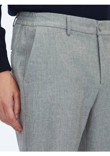 Gri Dokuma Jogging Fit Casual Yün Karışımlı Pantolon fırsatları