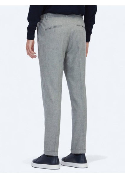 Gri Dokuma Jogging Fit Casual Yün Karışımlı Pantolon indirimleri