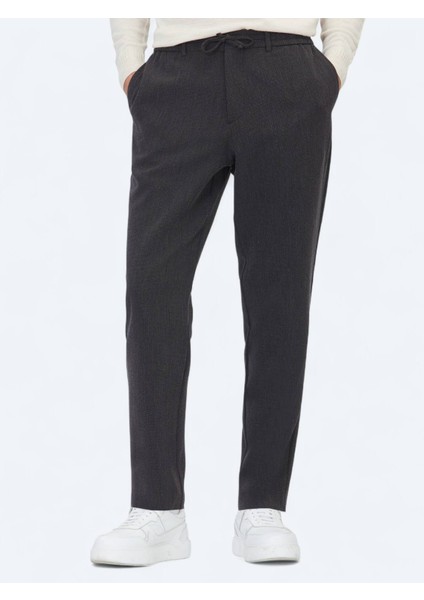 Siyah Çizgili Dokuma Jogging Fit Casual Pantolon modelleri