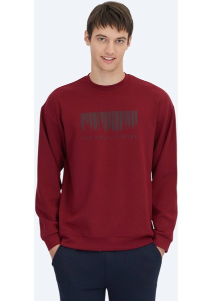 Kırmızı Bisiklet Yaka Baskılı Sweatshırt