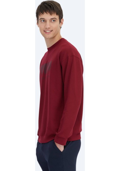 Kırmızı Bisiklet Yaka Baskılı Sweatshırt