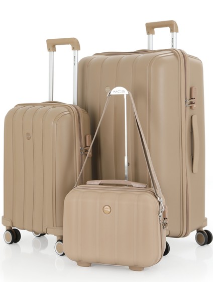Polipropilen 3'lü Valiz Seti Büyük & Kabin & Makyaj V305