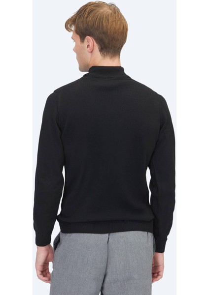 Siyah Yarım Balıkçı Yaka Düz Örgü Triko Kazak indirimleri