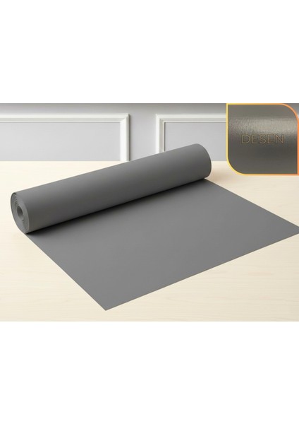 Almital 48 cm x 1 Metre Antrasit Kumaş Desenli, Çekmece İçi Kaydırmaz Halı, Dolap içi raf örtüsü