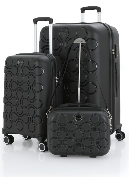 Polipropilen 3'lü Valiz Seti Büyük & Kabin & Makyaj V376