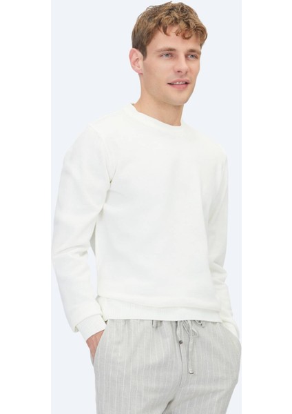 Ekru Bisiklet Yaka Düz Örgü Triko Kazak fiyatları