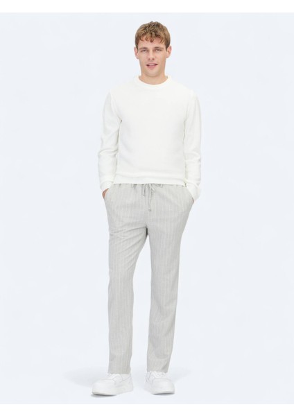 Ekru Bisiklet Yaka Düz Örgü Triko Kazak modelleri