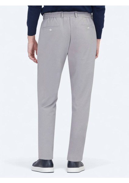 Gri Düz Dokuma Jogging Fit Casual Pantolon