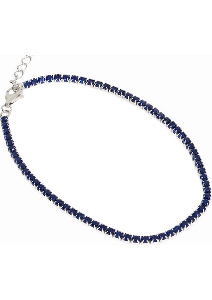 Kadın Ince Lacivert Renk Gümüş Su Yolu Bileklik