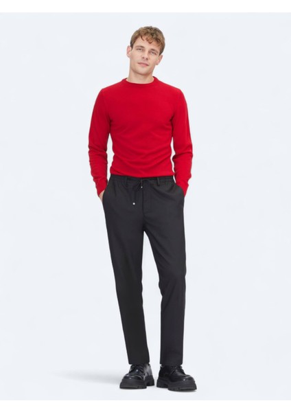 Kırmızı Bisiklet Yaka Düz Örgü Triko Kazak modelleri