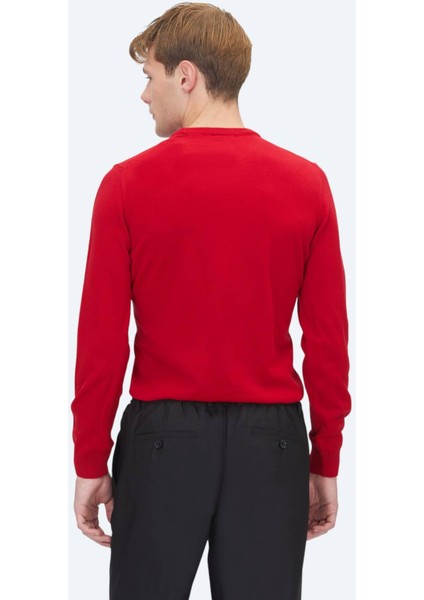 Kırmızı Bisiklet Yaka Düz Örgü Triko Kazak indirimleri
