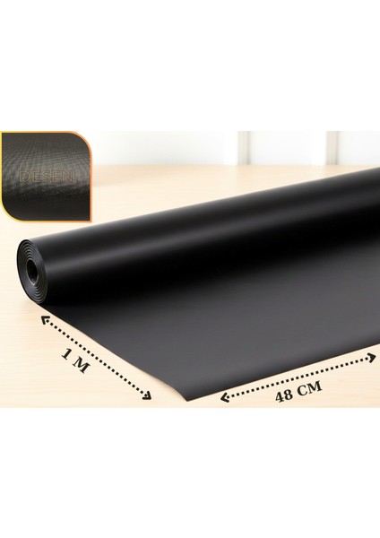 Almital 48 cm x 1metre Siyah Kumaş Desenli, Çekmece İçi Kaydırmaz Halı, Dolap içi raf örtüsü modelleri