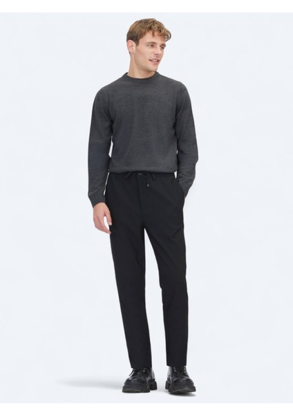 Antrasit Bisiklet Yaka Düz Örgü Triko Kazak modelleri