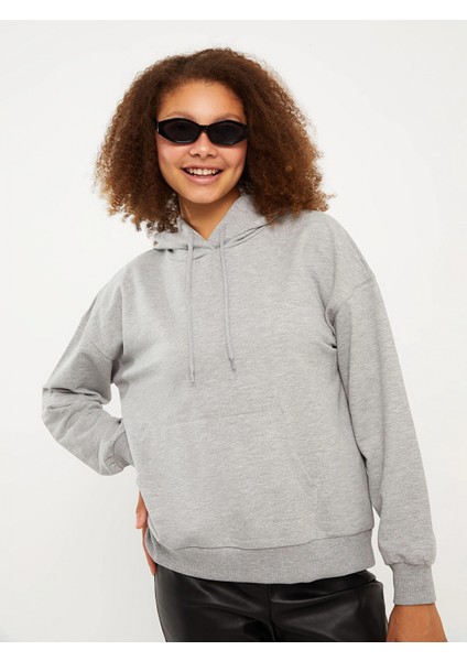 Lcw Vision Gri Kapüşonlu Düz Uzun Kollu Kadın Sweatshirt fiyatları