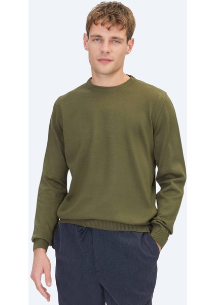 Haki Bisiklet Yaka Düz Örgü Triko Kazak fiyatları