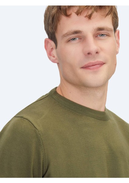 Haki Bisiklet Yaka Düz Örgü Triko Kazak fırsatları