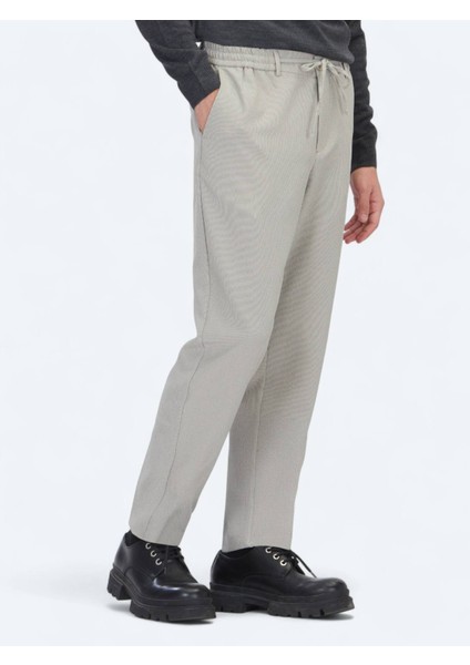 Bej Çizgili Dokuma Jogging Fit Casual Pantolon fırsatları