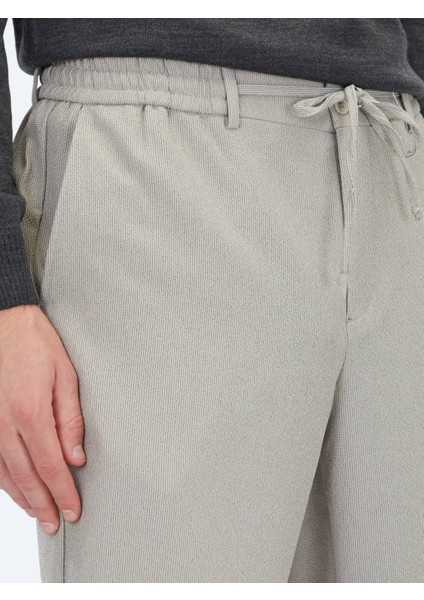 Bej Çizgili Dokuma Jogging Fit Casual Pantolon indirimleri