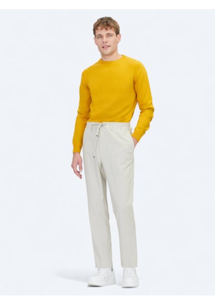 Açık Bej Düz Dokuma Jogging Fit Casual Pantolon fiyatları