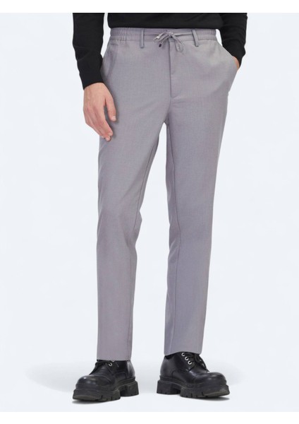 Gri Düz Dokuma Jogging Fit Casual Pantolon modelleri