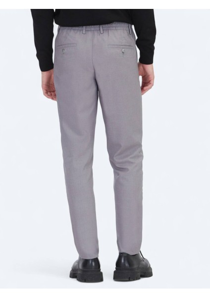 Gri Düz Dokuma Jogging Fit Casual Pantolon