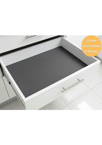 Almital 48 cm x 1 Metre Antrasit Kumaş Desenli, Çekmece İçi Kaydırmaz Halı, Dolap içi raf örtüsü fiyatları