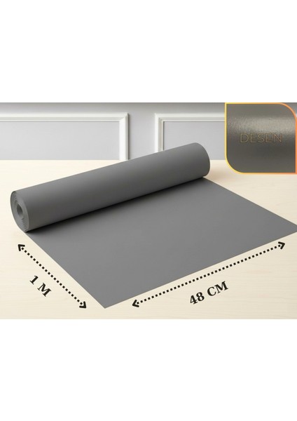 Almital 48 cm x 1 Metre Antrasit Kumaş Desenli, Çekmece İçi Kaydırmaz Halı, Dolap içi raf örtüsü modelleri