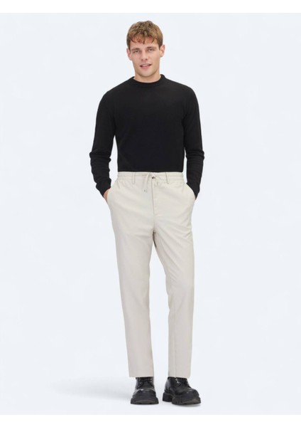 Açık Bej Düz Dokuma Jogging Fit Casual Pantolon fiyatları