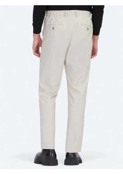 Açık Bej Düz Dokuma Jogging Fit Casual Pantolon indirimleri