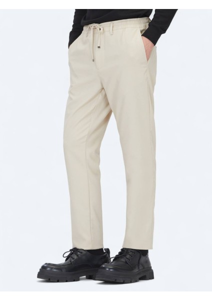 Koyu Bej Düz Dokuma Jogging Fit Casual Pantolon fırsatları