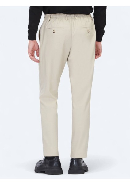 Koyu Bej Düz Dokuma Jogging Fit Casual Pantolon