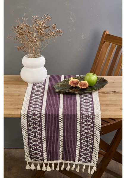 Rustique Mor Pamuk Masa Örtüsü Runner 35X145 cm