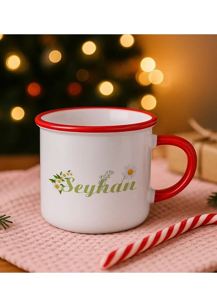 Kişiye Özel Isimli Kırmızı Emaye Kupa Bardak -4, Arkadaşa Hediye, Sevgiliye Hediye