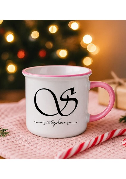 Kişiye Özel Isimli Pembe Emaye Kupa Bardak -13, Arkadaşa Hediye, Sevgiliye Hediye