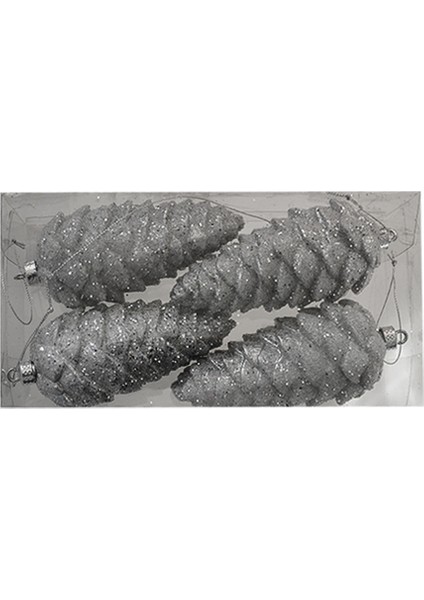 Yılbaşı Ağaç Süsü Kozalak 14CM 4lü Pvc Kutu