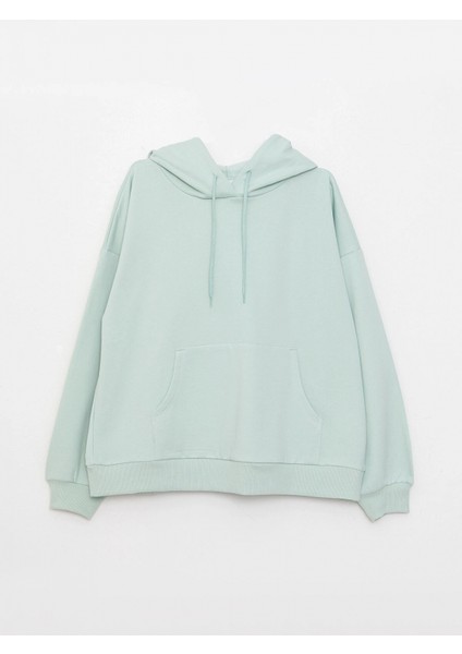 Lcw Vision Yeşil Kapüşonlu Düz Uzun Kollu Kadın Sweatshirt