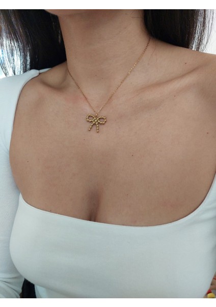 Kadın Gold Fiyonk Kolye