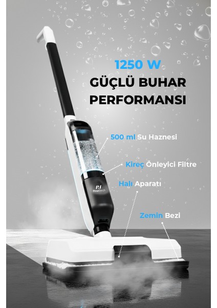 CB702 Buharlı Mop | 1250W Güç | 180° Dönebilen Başlık | Halı ve Sert Zemin Temizleyici modelleri