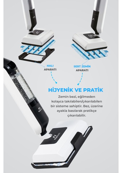 CB702 Buharlı Mop | 1250W Güç | 180° Dönebilen Başlık | Halı ve Sert Zemin Temizleyici indirimleri