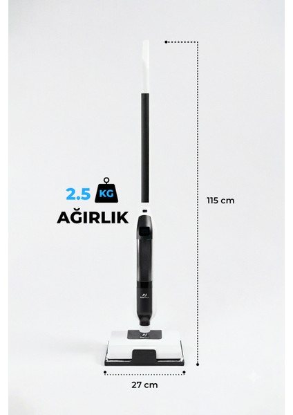 CB702 Buharlı Mop | 1250W Güç | 180° Dönebilen Başlık | Halı ve Sert Zemin Temizleyici