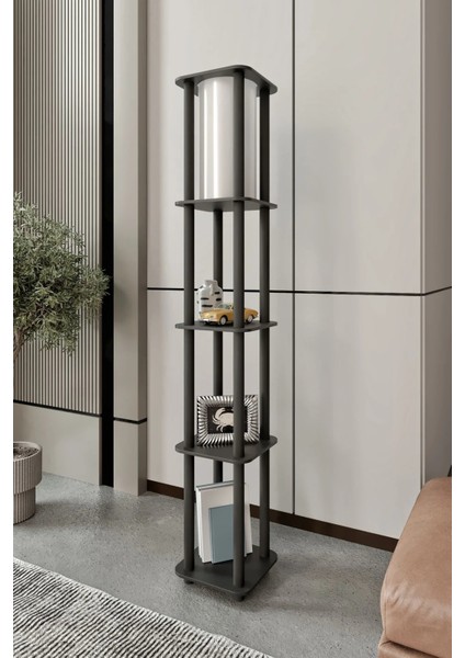 Estantes Kare Dekoratif Raflı Lambader Siyah fiyatları