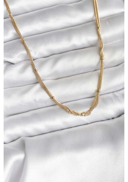 14K Renk Kaplama Topçuk Zincirli cm Kadın Kolye